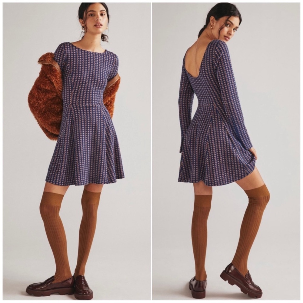 NWT Anthropologie Jacquard Long-Sleeve Sweater Dress - Size Large